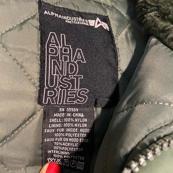 Alpha Industries Altitude Parka Hooded Jacket Coat Alaska Green Womens Size XS - Picture 4 of 12